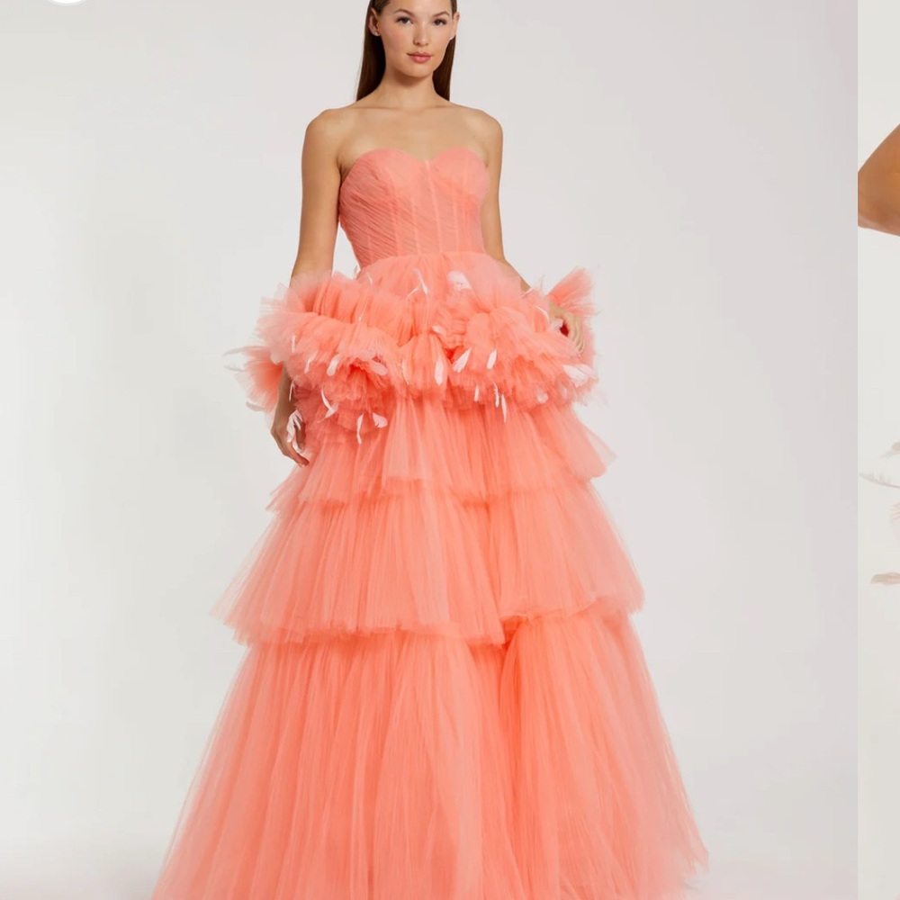 Mac Duggal Orange Strapless Gown for Prom